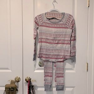 Victoria’s Secret XS pink/grey pattern pajama set.